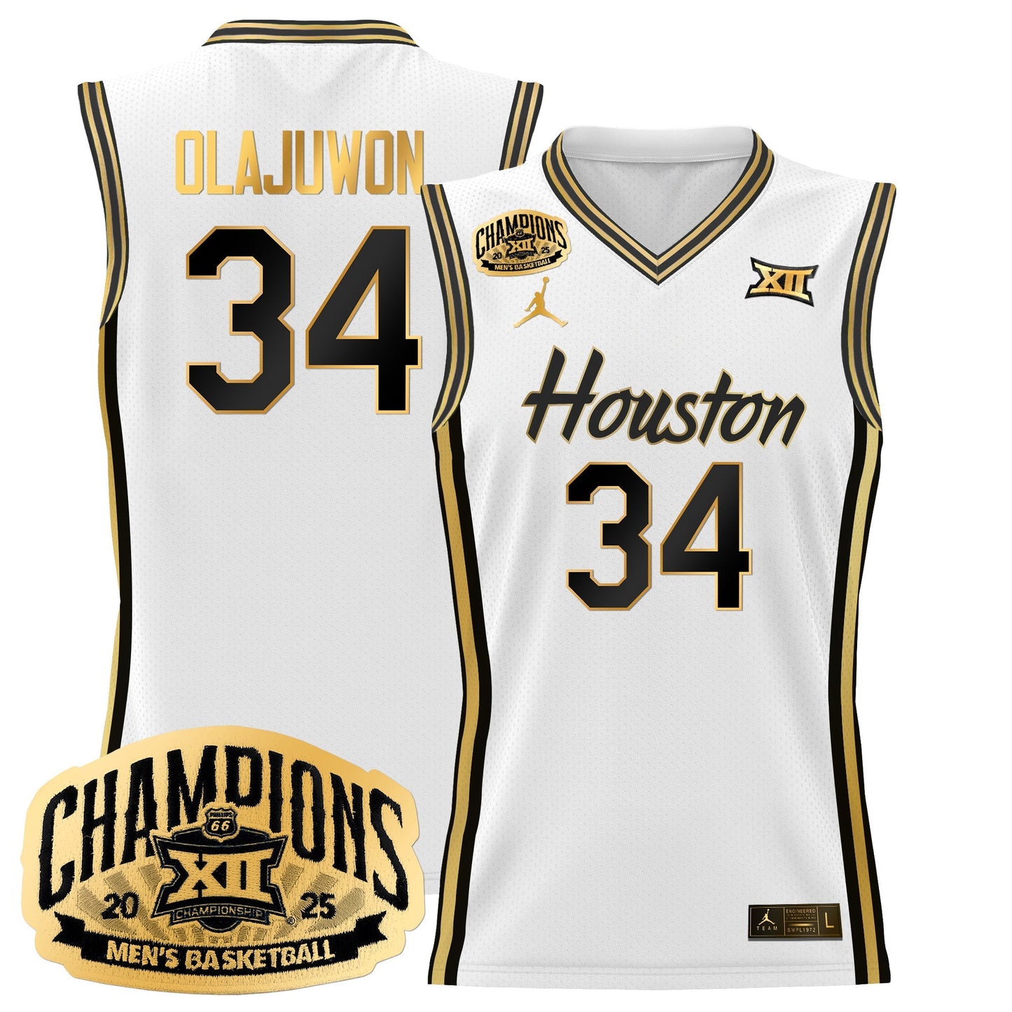 Men's Houston Cougar 2025 Big 12 Tournament Champions Basketball Jersey - All Stitched