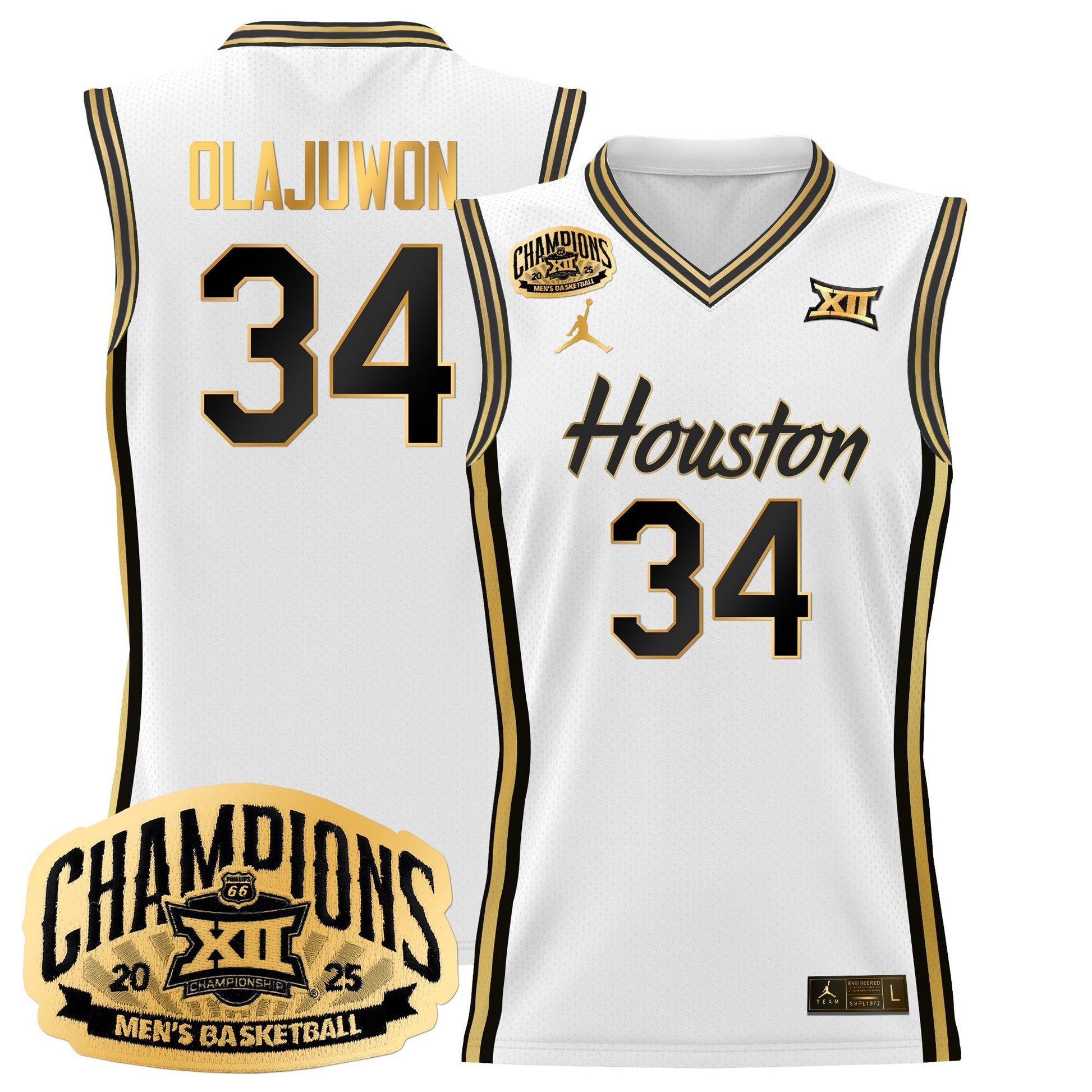 Men's Houston Cougar 2025 Big 12 Tournament Champions Basketball Jersey - All Stitched