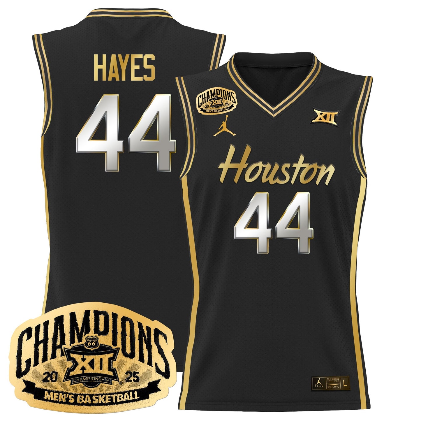 Men's Houston Cougar 2025 Big 12 Tournament Champions Basketball Jersey - All Stitched