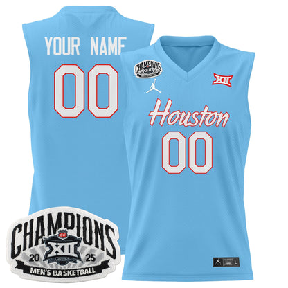 Houston Cougar 2025 Big 12 Tournament Champions Basketball Custom Jersey - All Stitched