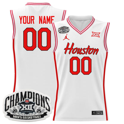 Houston Cougar 2025 Big 12 Tournament Champions Basketball Custom Jersey - All Stitched