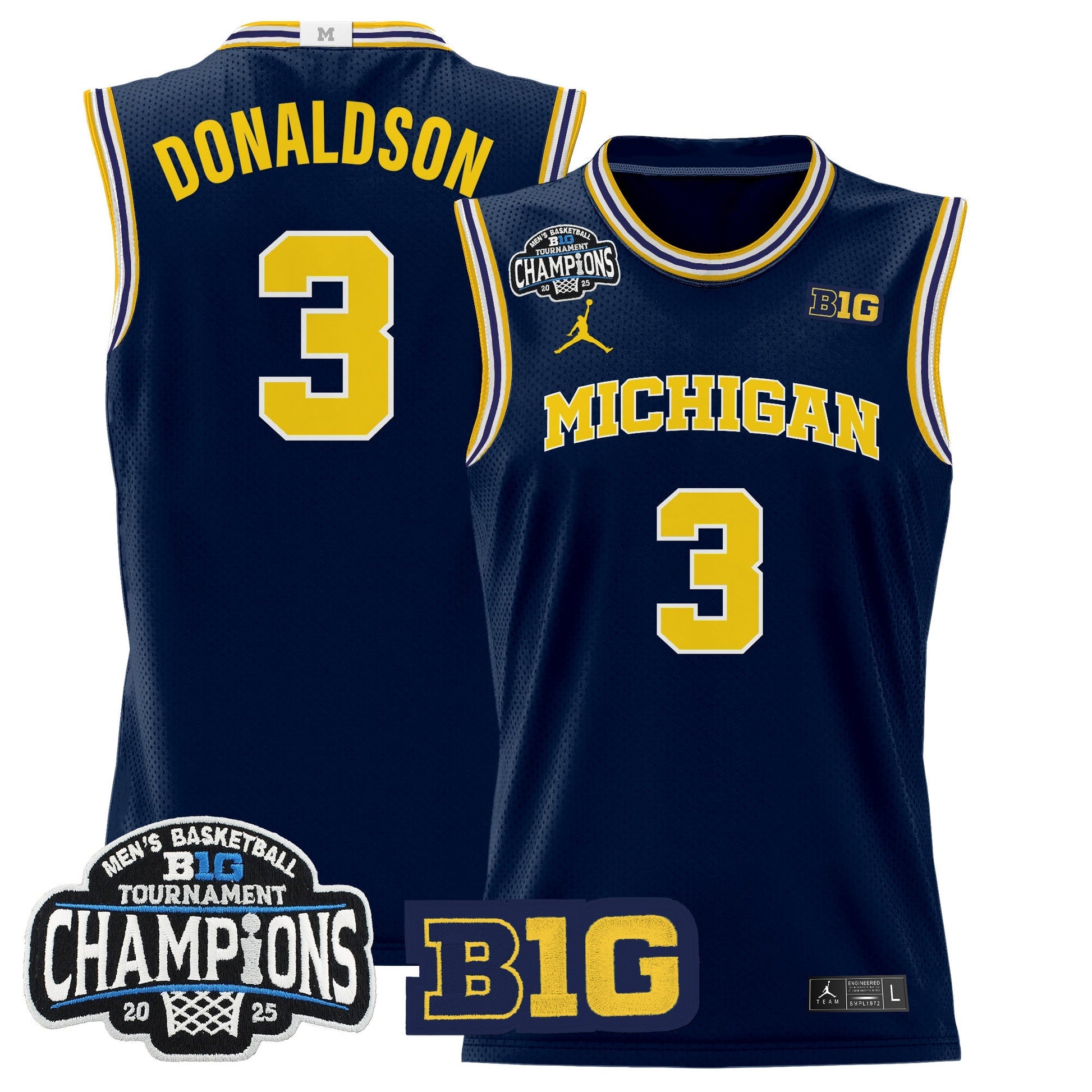 Men's Michigan Wolverines 2025 Big Ten Conference Tournament Champions Basketball Jersey - All Stitched