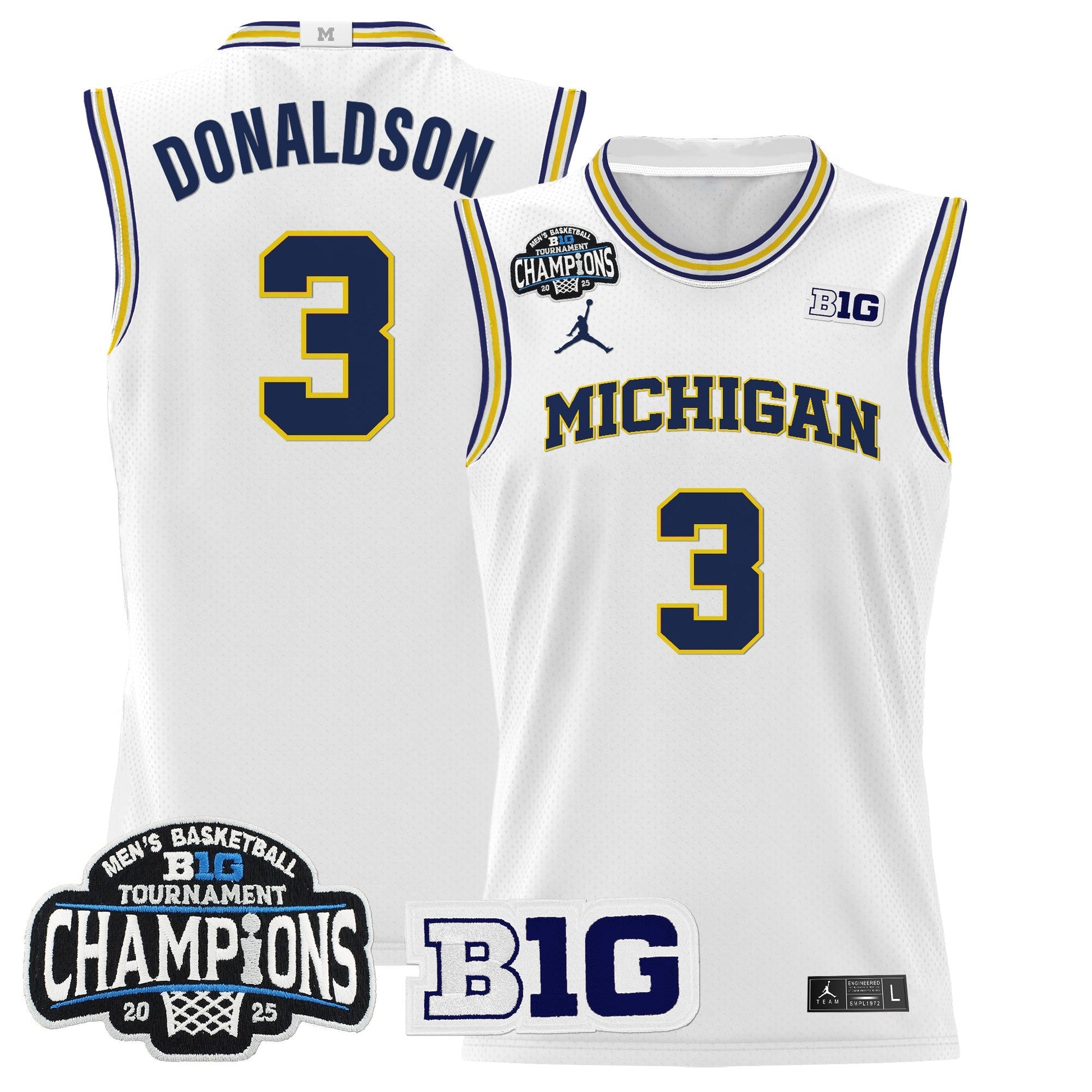 Men's Michigan Wolverines 2025 Big Ten Conference Tournament Champions Basketball Jersey - All Stitched