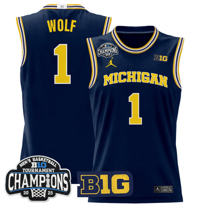 Men's Michigan Wolverines 2025 Big Ten Conference Tournament Champions Basketball Jersey - All Stitched