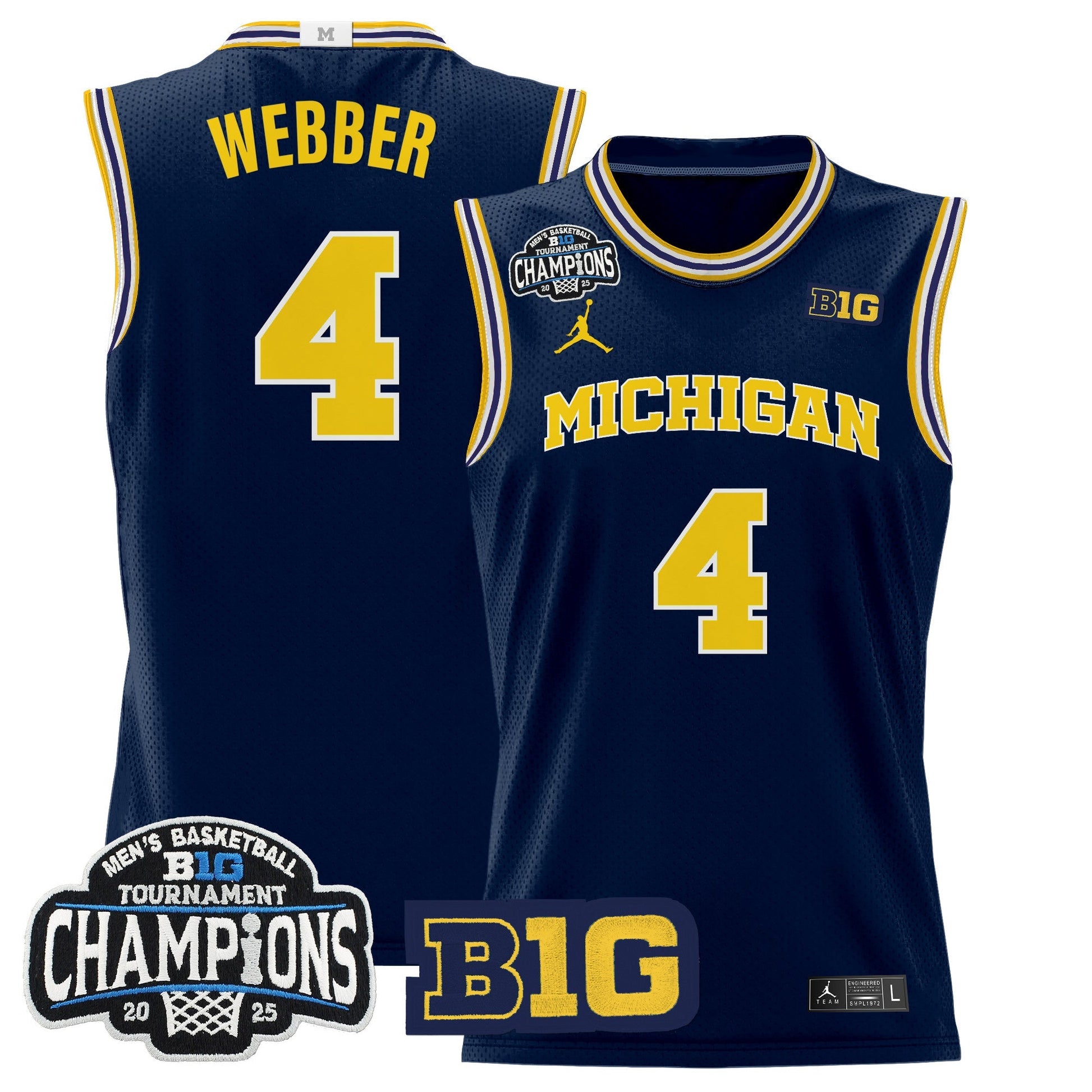 Men's Michigan Wolverines 2025 Big Ten Conference Tournament Champions Basketball Jersey - All Stitched