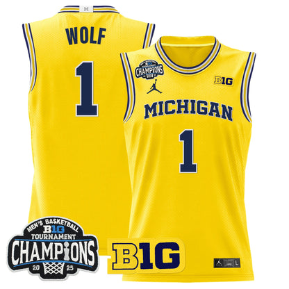 Men's Michigan Wolverines 2025 Big Ten Conference Tournament Champions Basketball Jersey - All Stitched