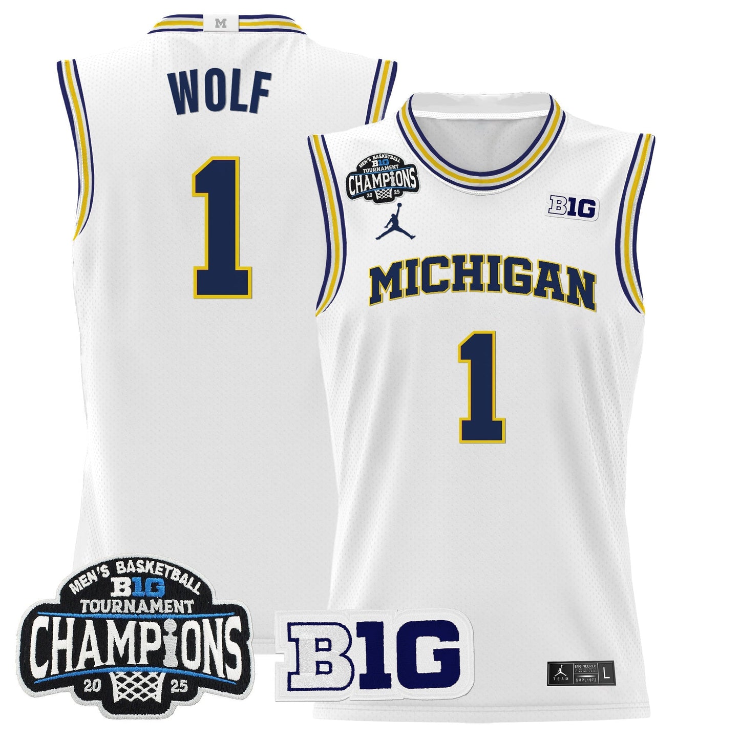 Men's Michigan Wolverines 2025 Big Ten Conference Tournament Champions Basketball Jersey - All Stitched
