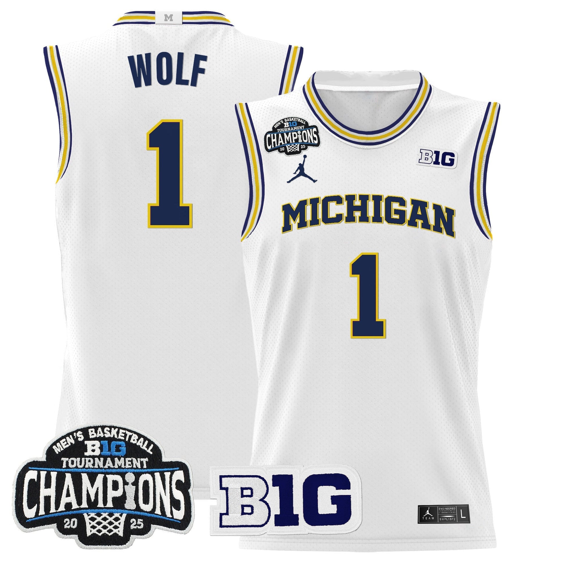 Men's Michigan Wolverines 2025 Big Ten Conference Tournament Champions Basketball Jersey - All Stitched