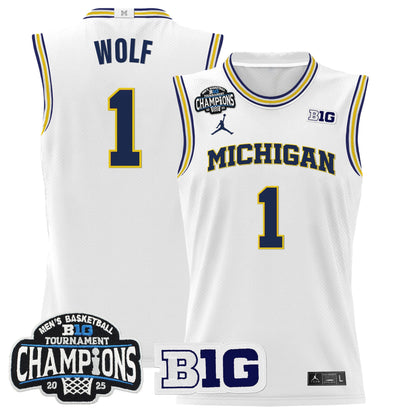Men's Michigan Wolverines 2025 Big Ten Conference Tournament Champions Basketball Jersey - All Stitched