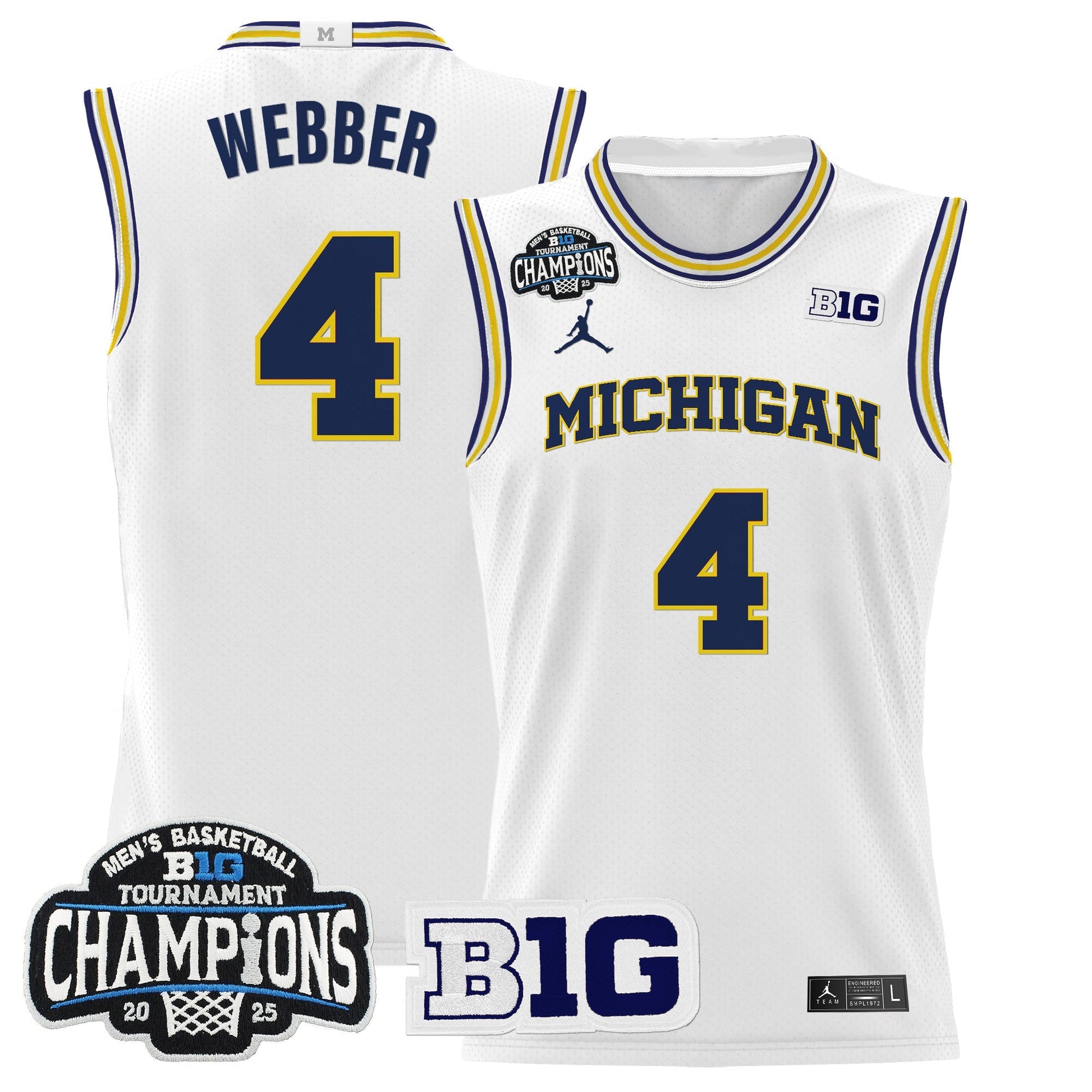 Men's Michigan Wolverines 2025 Big Ten Conference Tournament Champions Basketball Jersey - All Stitched