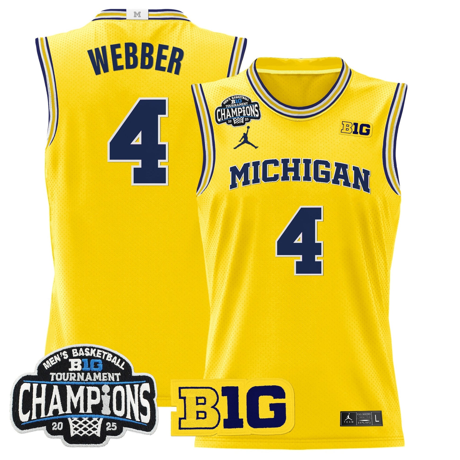 Men's Michigan Wolverines 2025 Big Ten Conference Tournament Champions Basketball Jersey - All Stitched