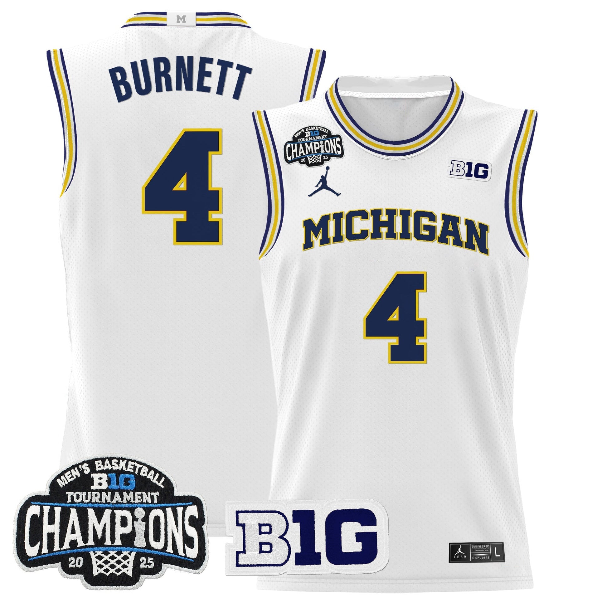 Men's Michigan Wolverines 2025 Big Ten Conference Tournament Champions Basketball Jersey - All Stitched