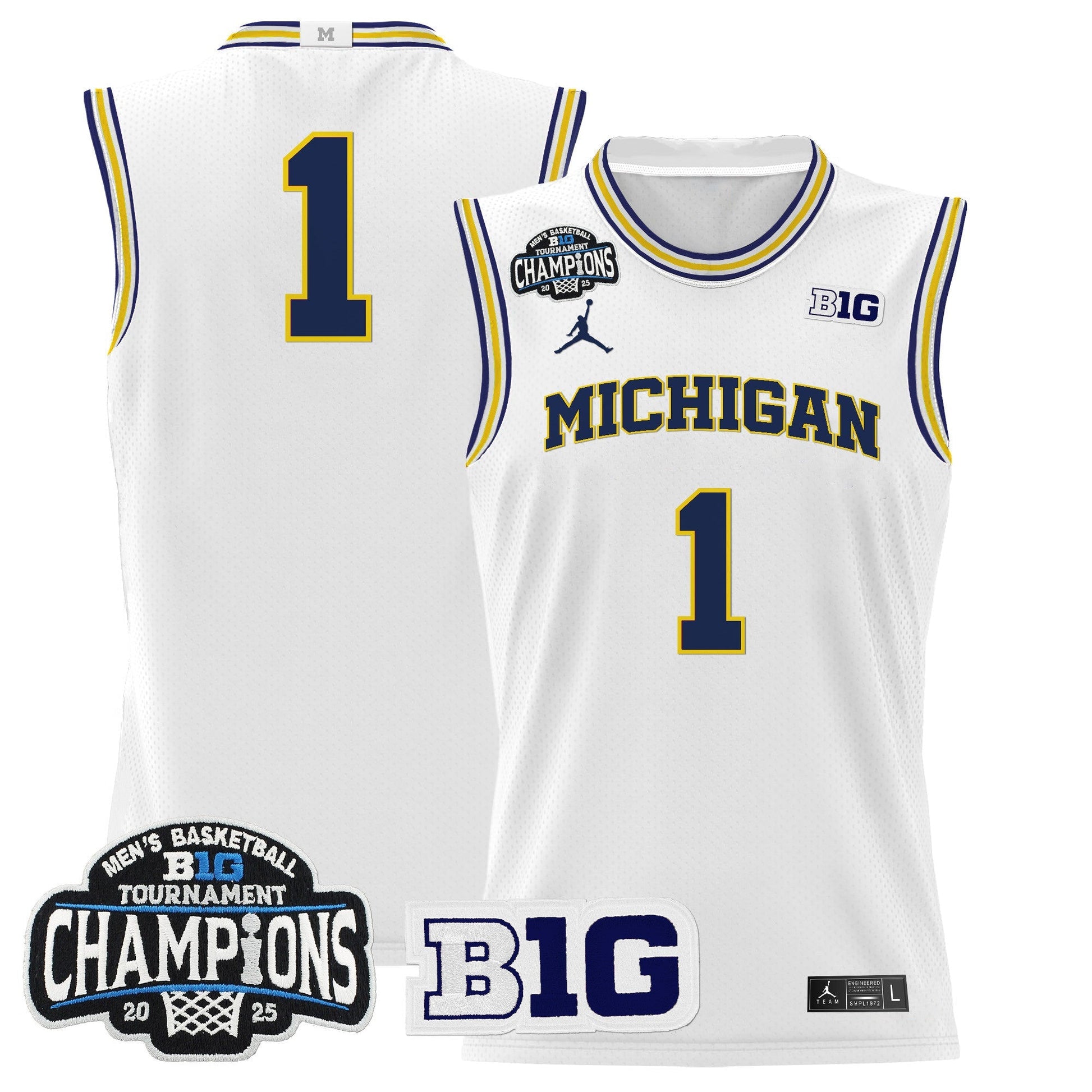 Men's Michigan Wolverines 2025 Big Ten Conference Tournament Champions Basketball Jersey - All Stitched