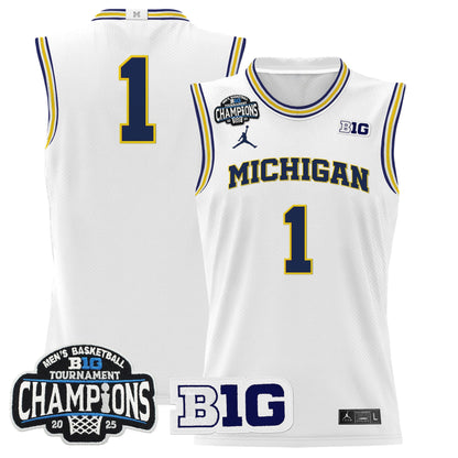 Men's Michigan Wolverines 2025 Big Ten Conference Tournament Champions Basketball Jersey - All Stitched