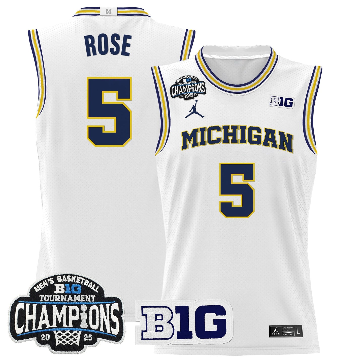 Men's Michigan Wolverines 2025 Big Ten Conference Tournament Champions Basketball Jersey - All Stitched