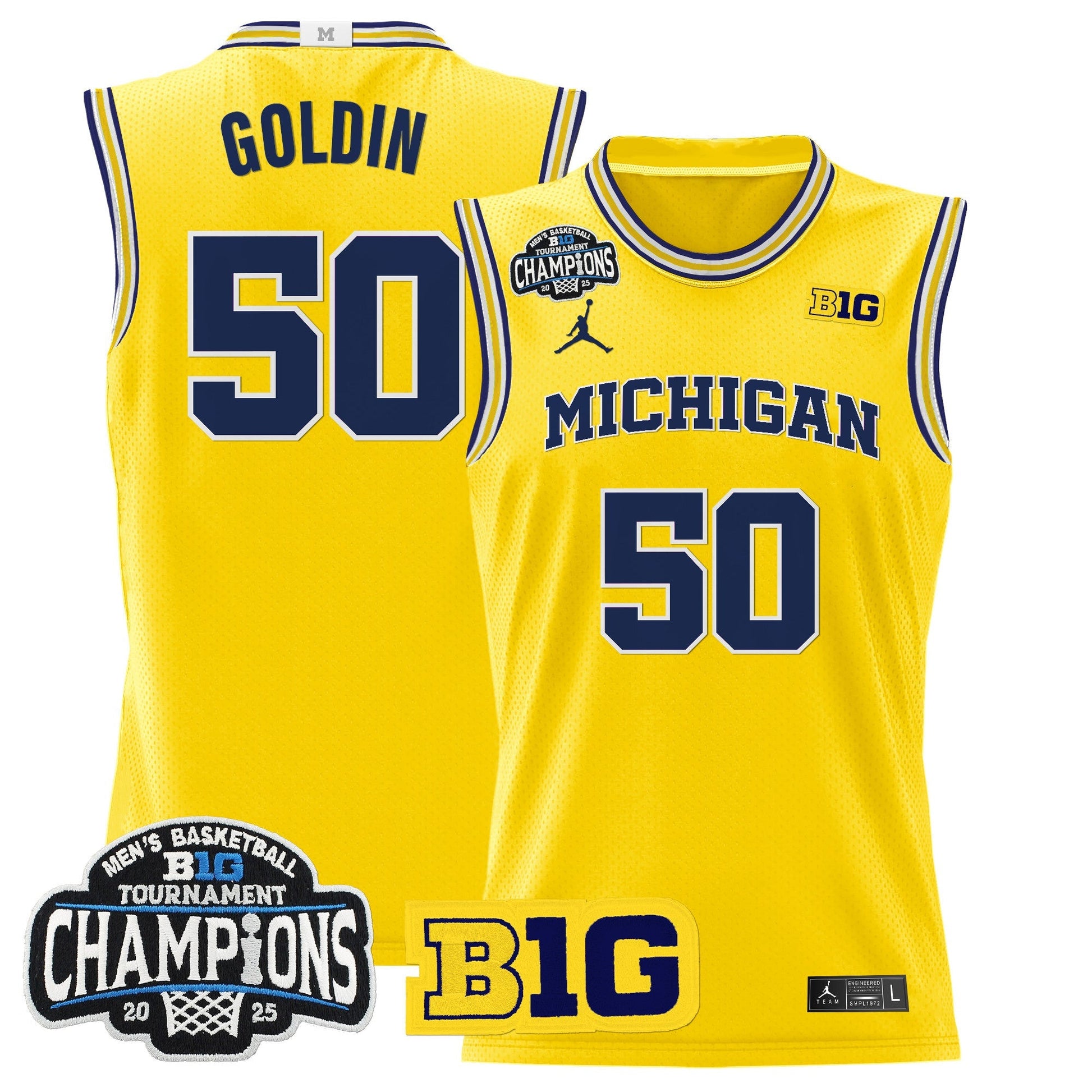 Men's Michigan Wolverines 2025 Big Ten Conference Tournament Champions Basketball Jersey - All Stitched