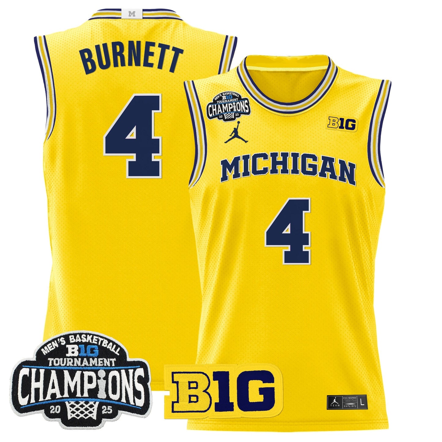 Men's Michigan Wolverines 2025 Big Ten Conference Tournament Champions Basketball Jersey - All Stitched
