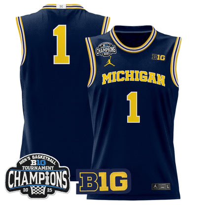 Men's Michigan Wolverines 2025 Big Ten Conference Tournament Champions Basketball Jersey - All Stitched