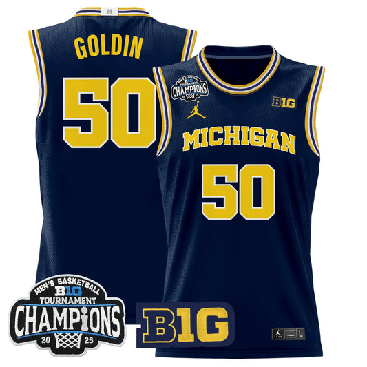 Men's Michigan Wolverines 2025 Big Ten Conference Tournament Champions Basketball Jersey - All Stitched