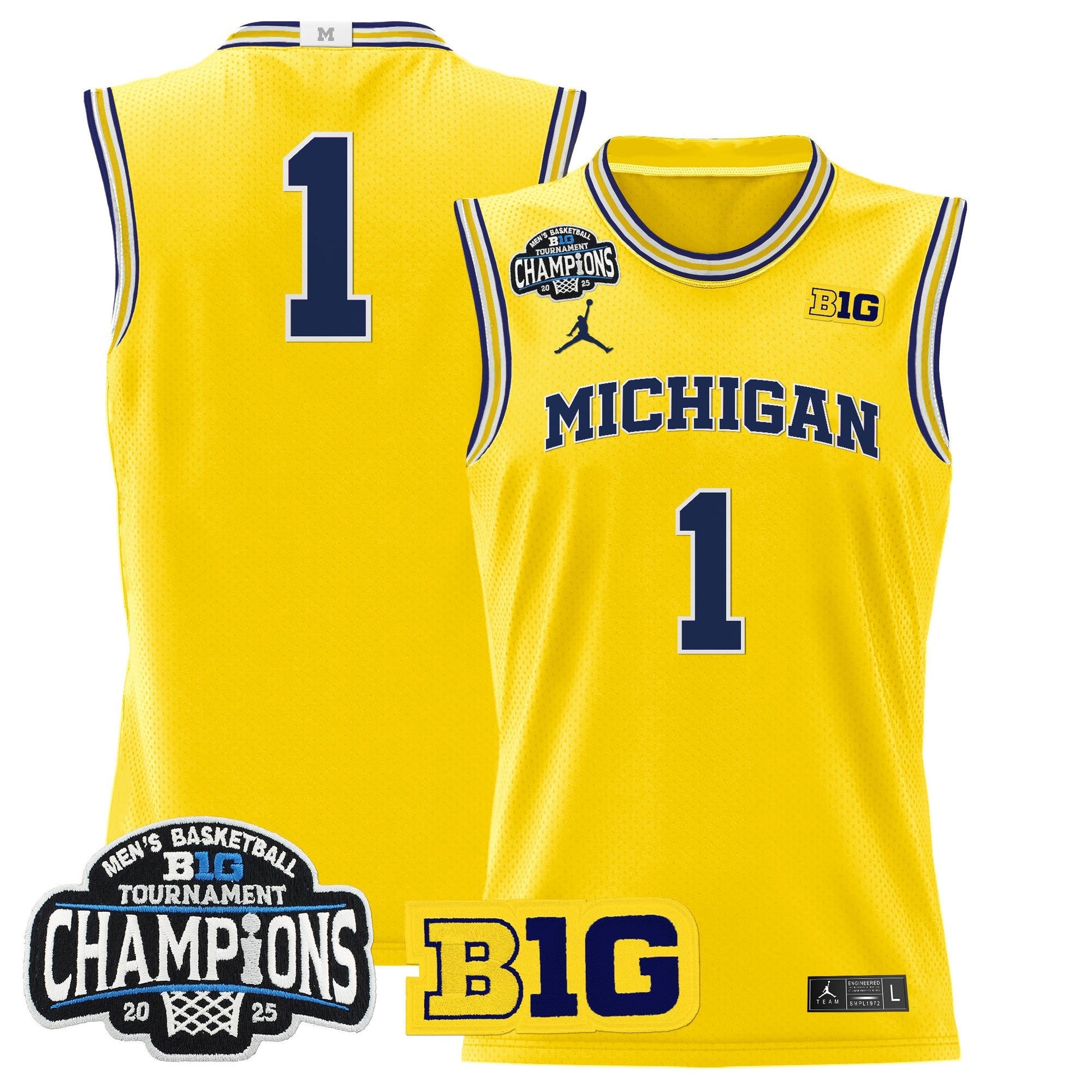 Men's Michigan Wolverines 2025 Big Ten Conference Tournament Champions Basketball Jersey - All Stitched