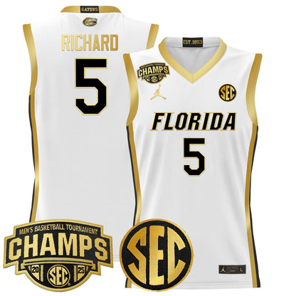 Men's Florida Gators 2025 SEC Conference Tournament Champions Basketball Jersey - All Stitched