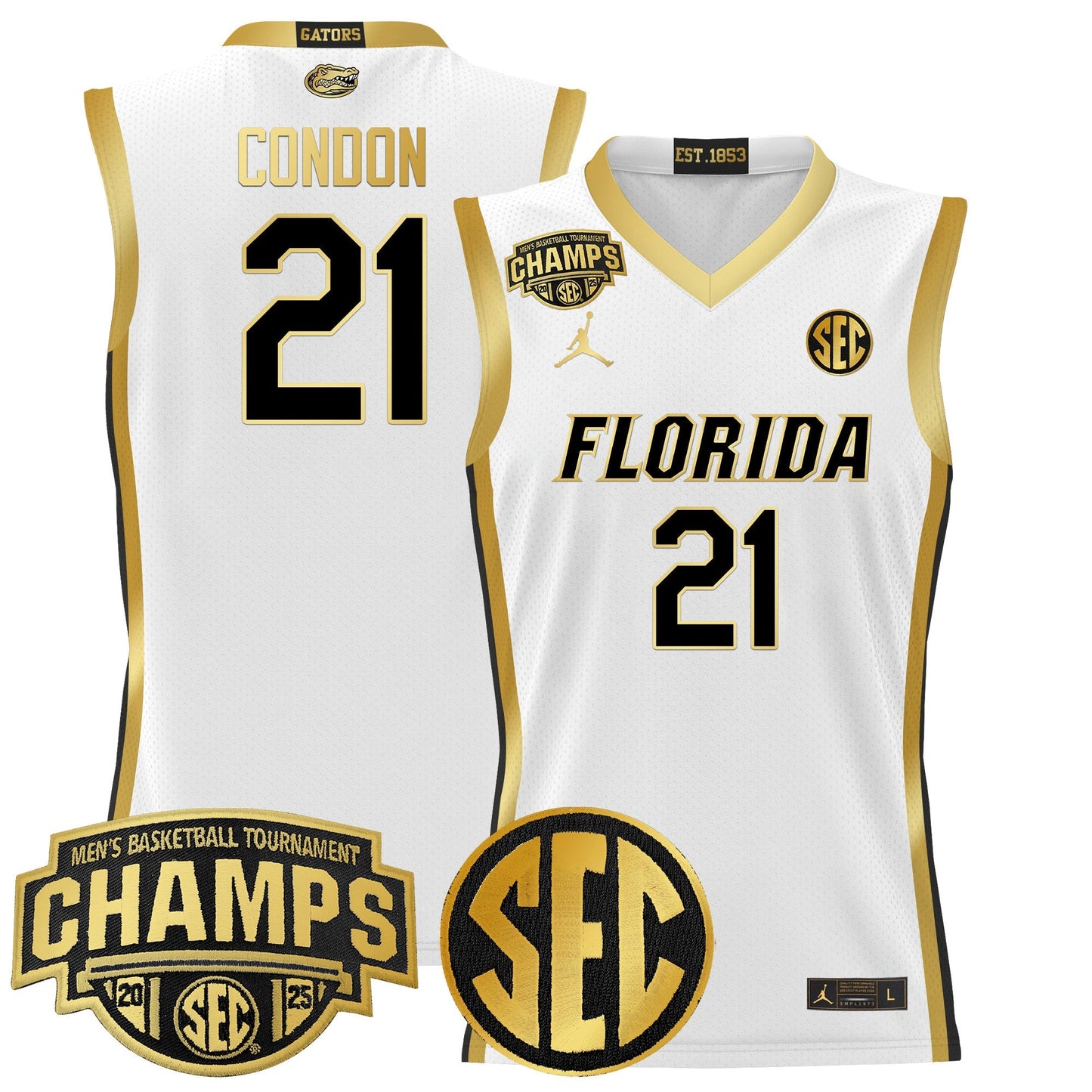 Men's Florida Gators 2025 SEC Conference Tournament Champions Basketball Jersey - All Stitched