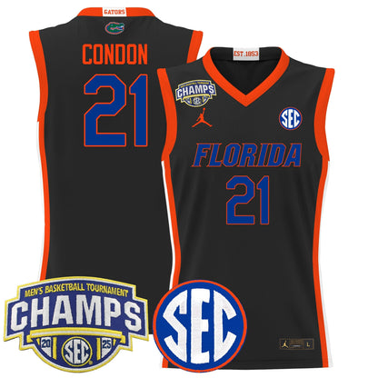 Men's Florida Gators 2025 SEC Conference Tournament Champions Basketball Jersey - All Stitched