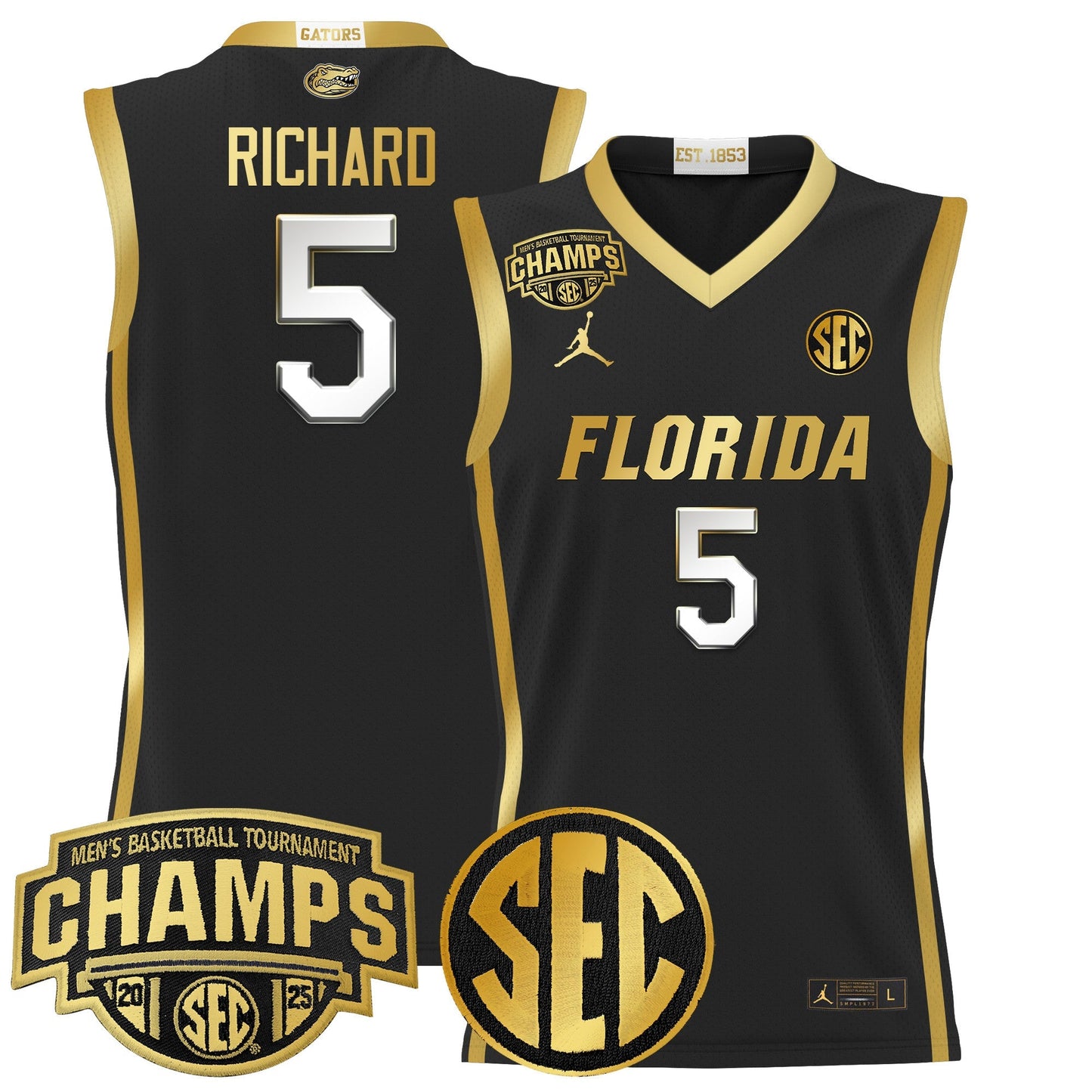 Men's Florida Gators 2025 SEC Conference Tournament Champions Basketball Jersey - All Stitched