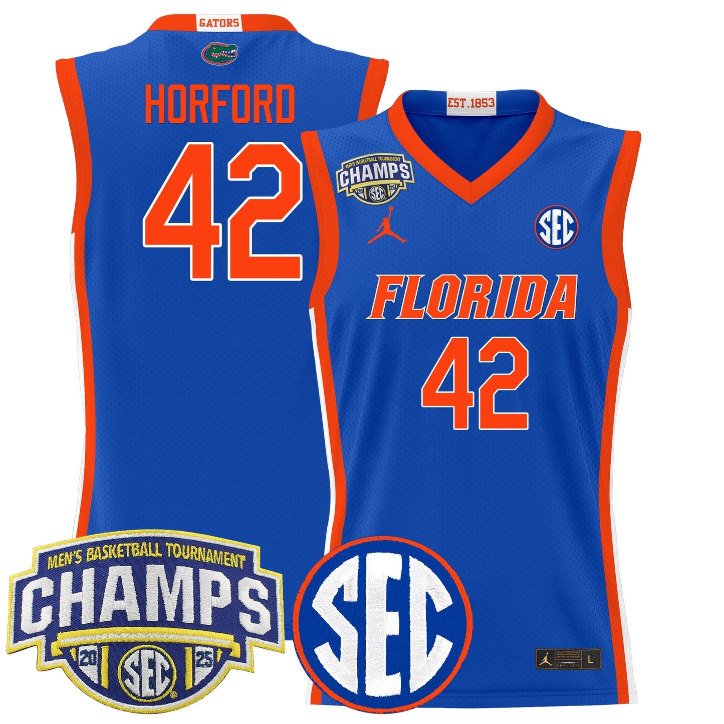 Men's Florida Gators 2025 SEC Conference Tournament Champions Basketball Jersey - All Stitched
