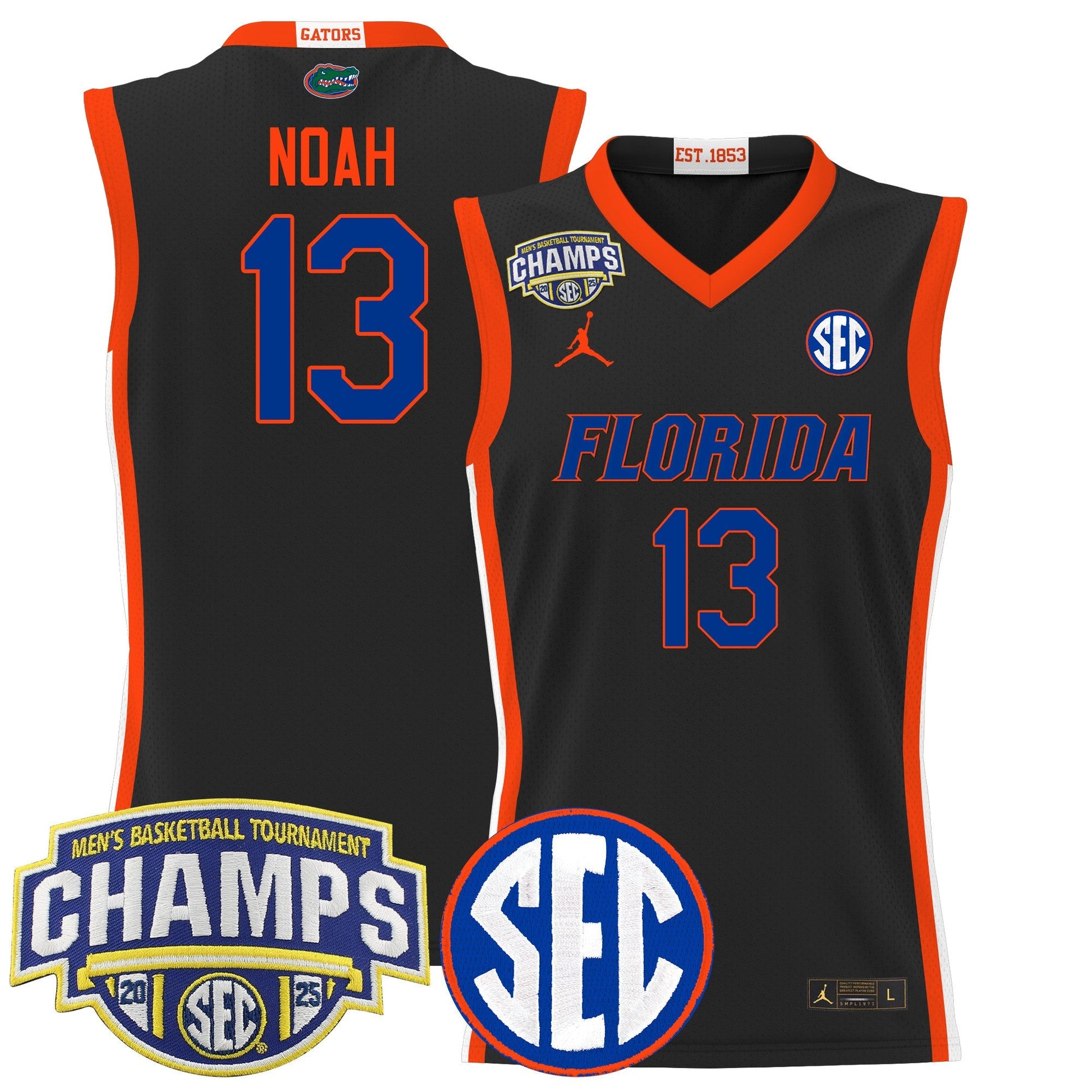 Men's Florida Gators 2025 SEC Conference Tournament Champions Basketball Jersey - All Stitched