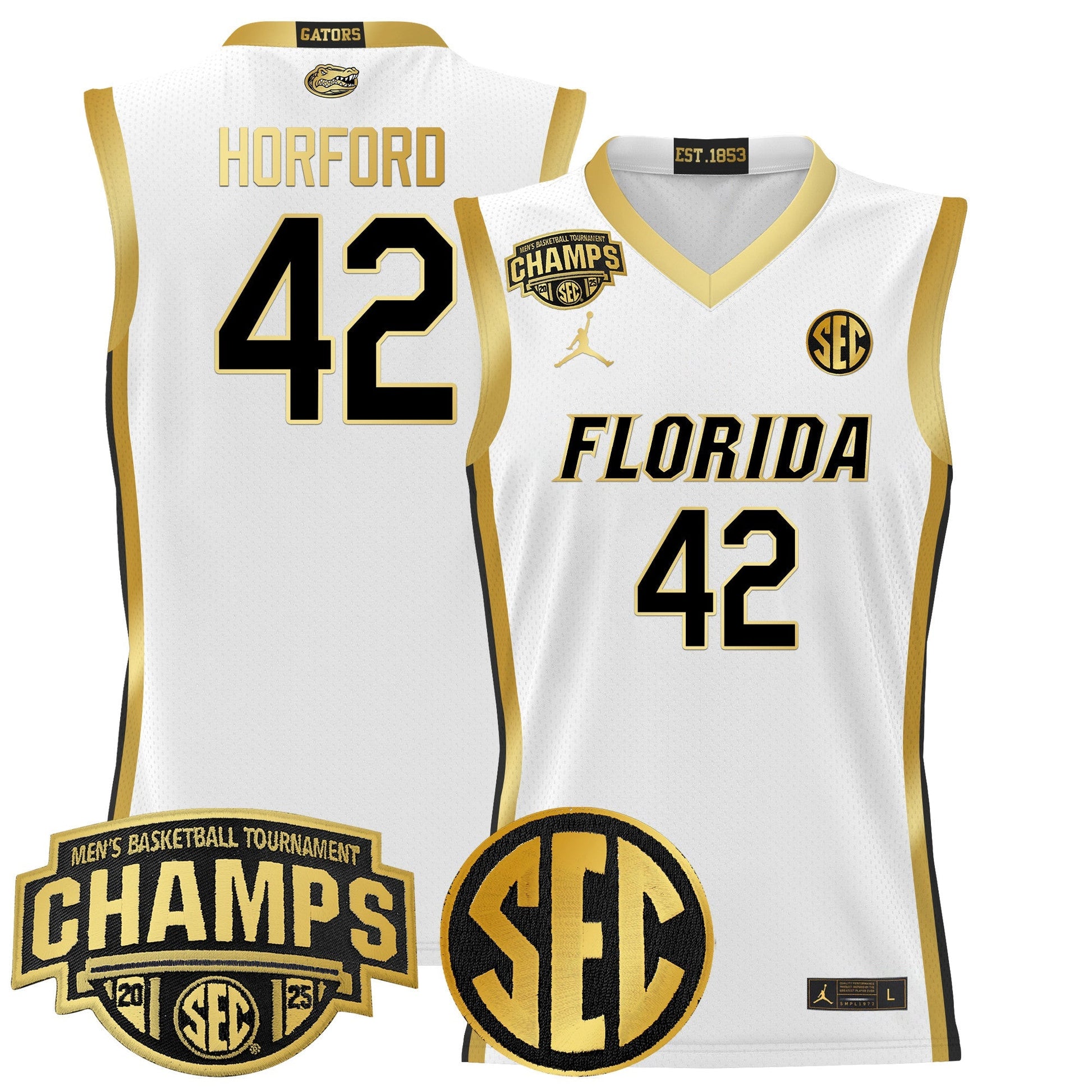 Men's Florida Gators 2025 SEC Conference Tournament Champions Basketball Jersey - All Stitched