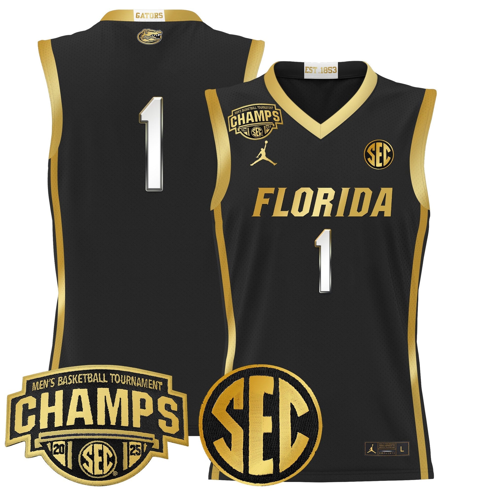 Men's Florida Gators 2025 SEC Conference Tournament Champions Basketball Jersey - All Stitched