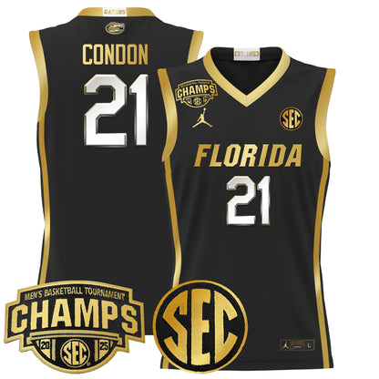 Men's Florida Gators 2025 SEC Conference Tournament Champions Basketball Jersey - All Stitched