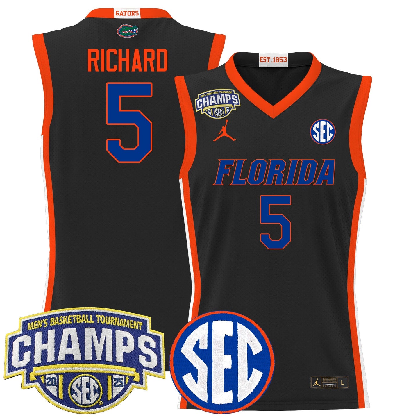 Men's Florida Gators 2025 SEC Conference Tournament Champions Basketball Jersey - All Stitched
