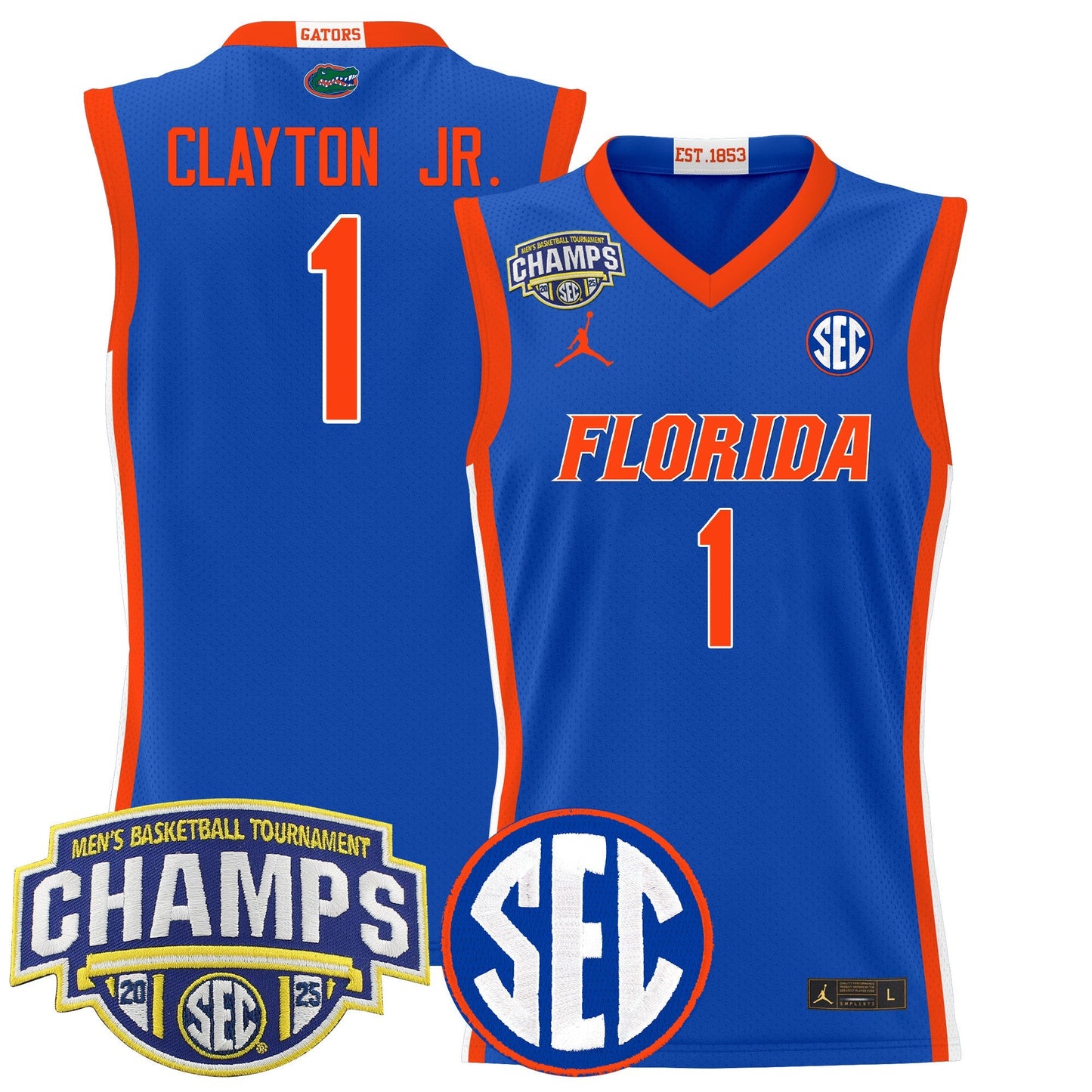Men's Florida Gators 2025 SEC Conference Tournament Champions Basketball Jersey - All Stitched