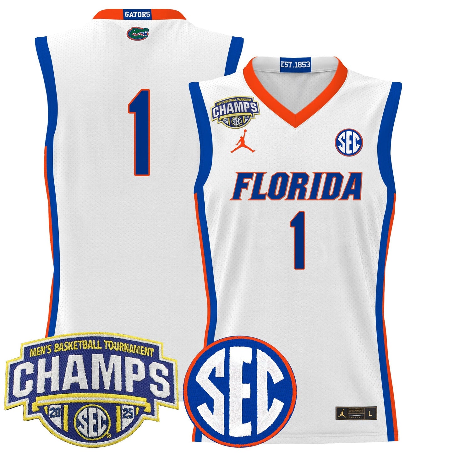 Men's Florida Gators 2025 SEC Conference Tournament Champions Basketball Jersey - All Stitched