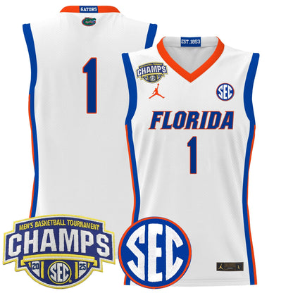 Men's Florida Gators 2025 SEC Conference Tournament Champions Basketball Jersey - All Stitched