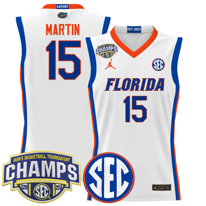 Men's Florida Gators 2025 SEC Conference Tournament Champions Basketball Jersey - All Stitched