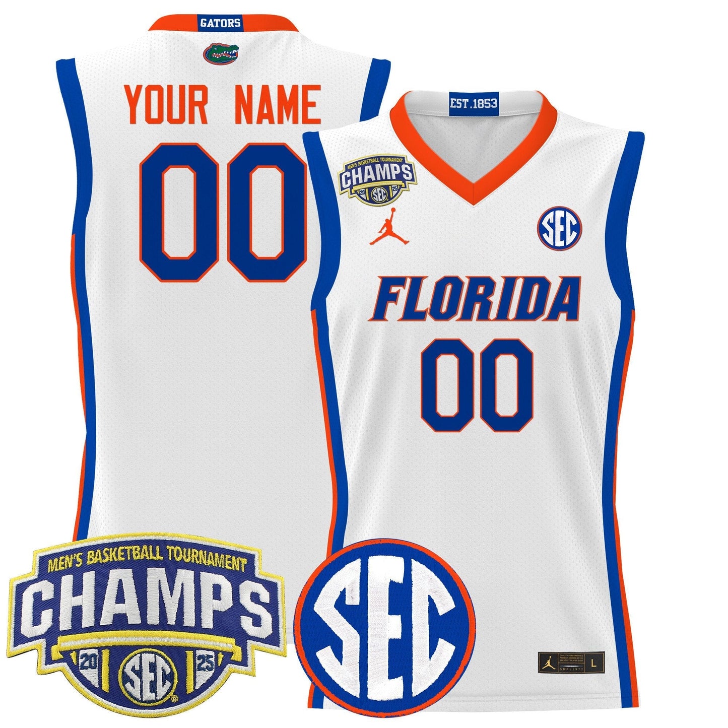 Florida Gators 2025 SEC Conference Tournament Champions Basketball Custom Jersey - All Stitched