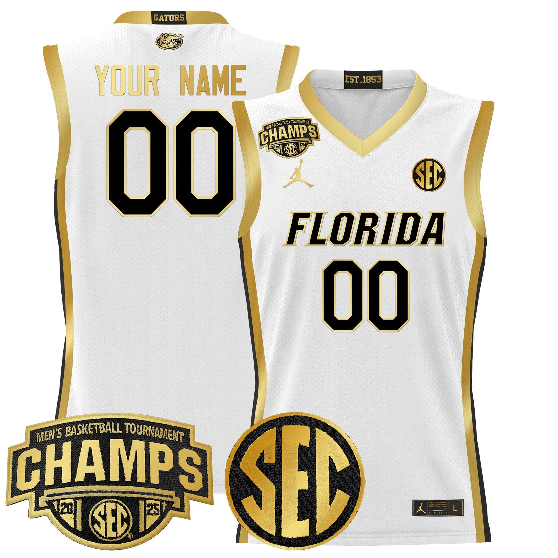 Florida Gators 2025 SEC Conference Tournament Champions Basketball Custom Jersey - All Stitched