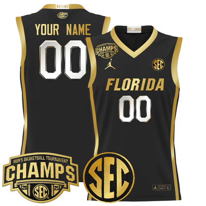 Florida Gators 2025 SEC Conference Tournament Champions Basketball Custom Jersey - All Stitched
