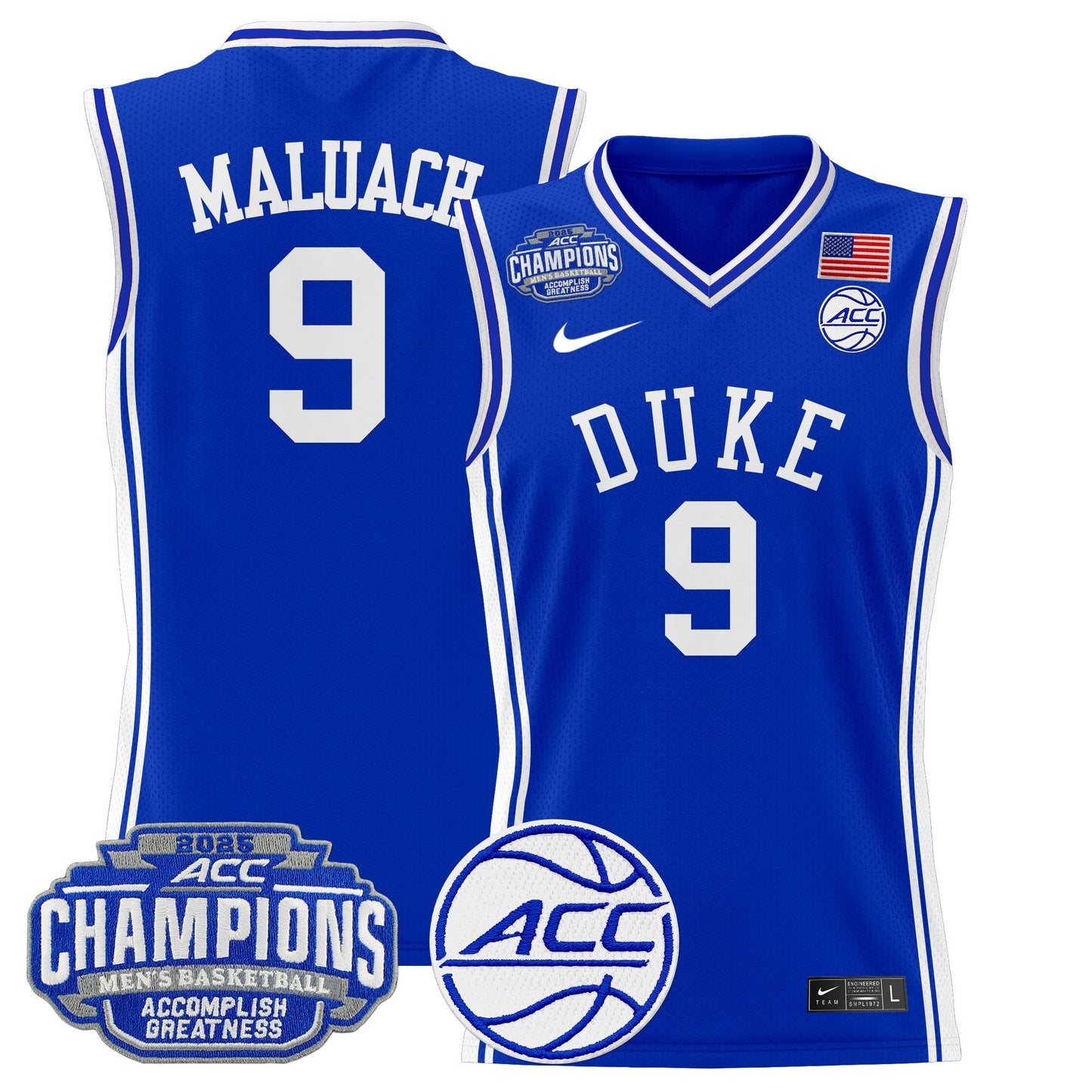 Men's Duke Blue Devils 2025 ACC Conference Tournament Champions Basketball Jersey - All Stitched