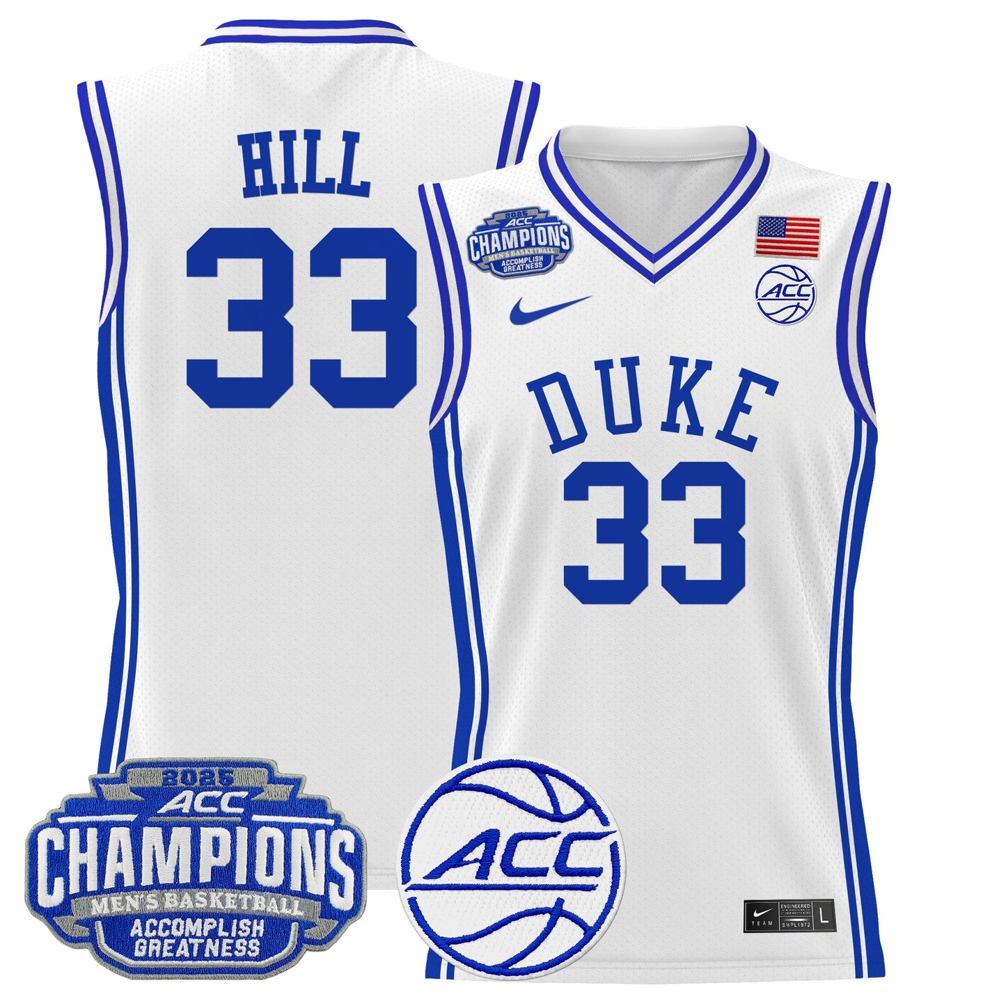 Men's Duke Blue Devils 2025 ACC Conference Tournament Champions Basketball Jersey - All Stitched