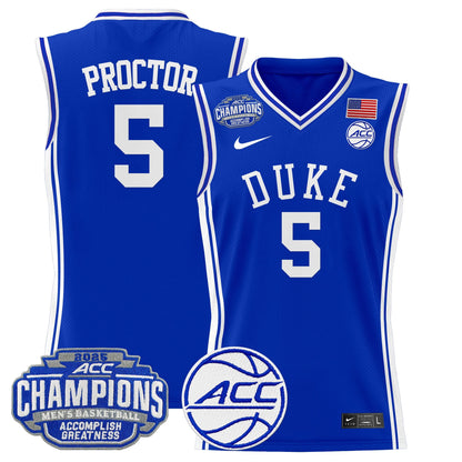 Men's Duke Blue Devils 2025 ACC Conference Tournament Champions Basketball Jersey - All Stitched