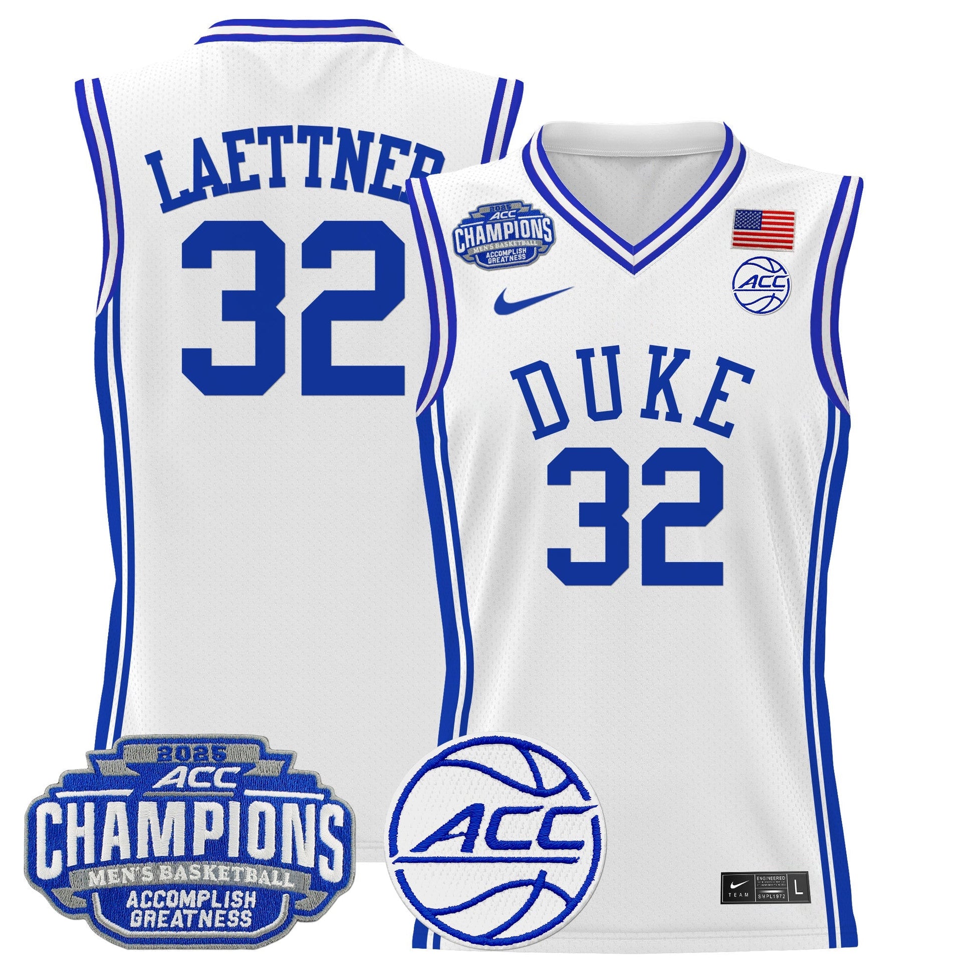 Men's Duke Blue Devils 2025 ACC Conference Tournament Champions Basketball Jersey - All Stitched