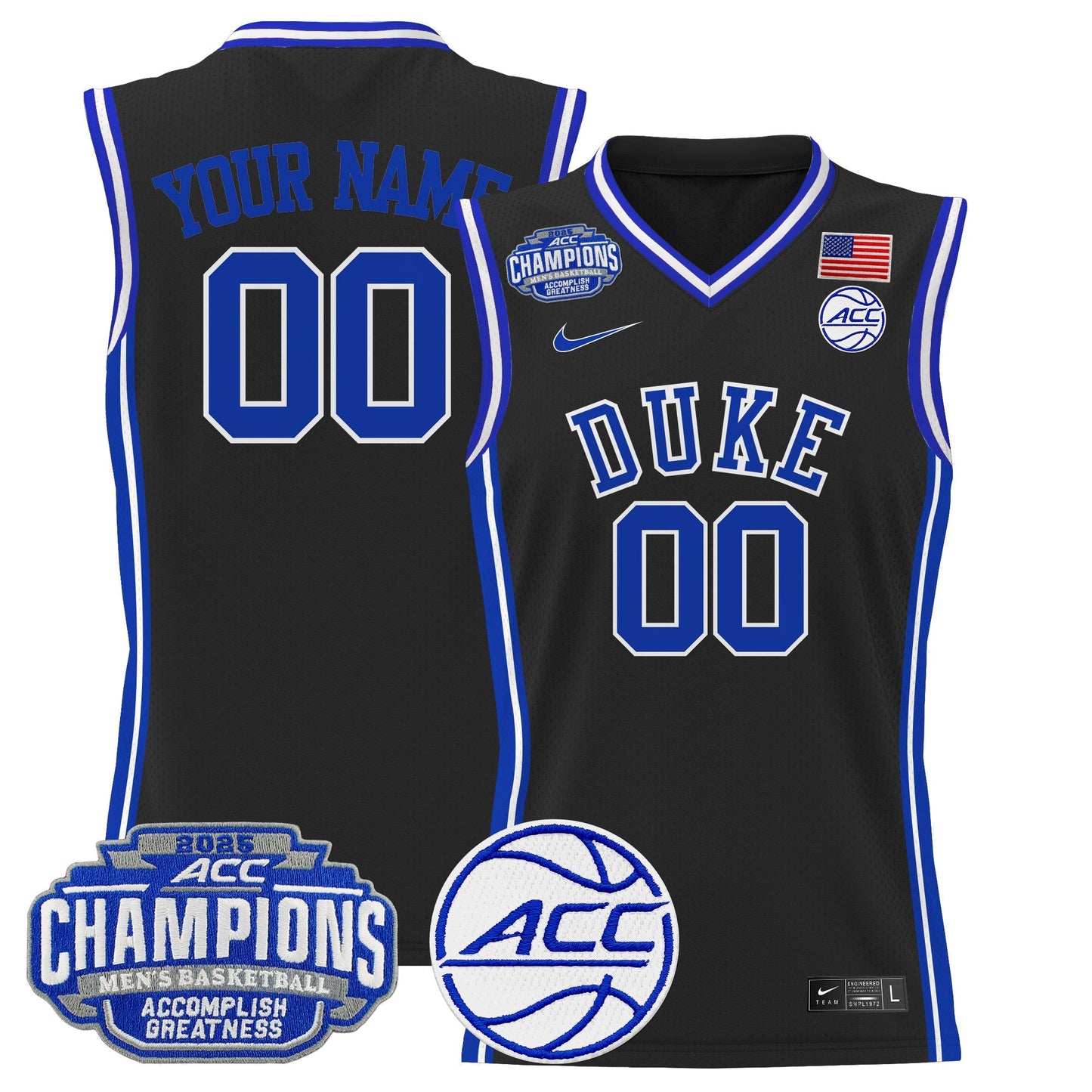 Duke Blue Devils 2025 ACC Conference Tournament Champions Basketball Custom Jersey - All Stitched