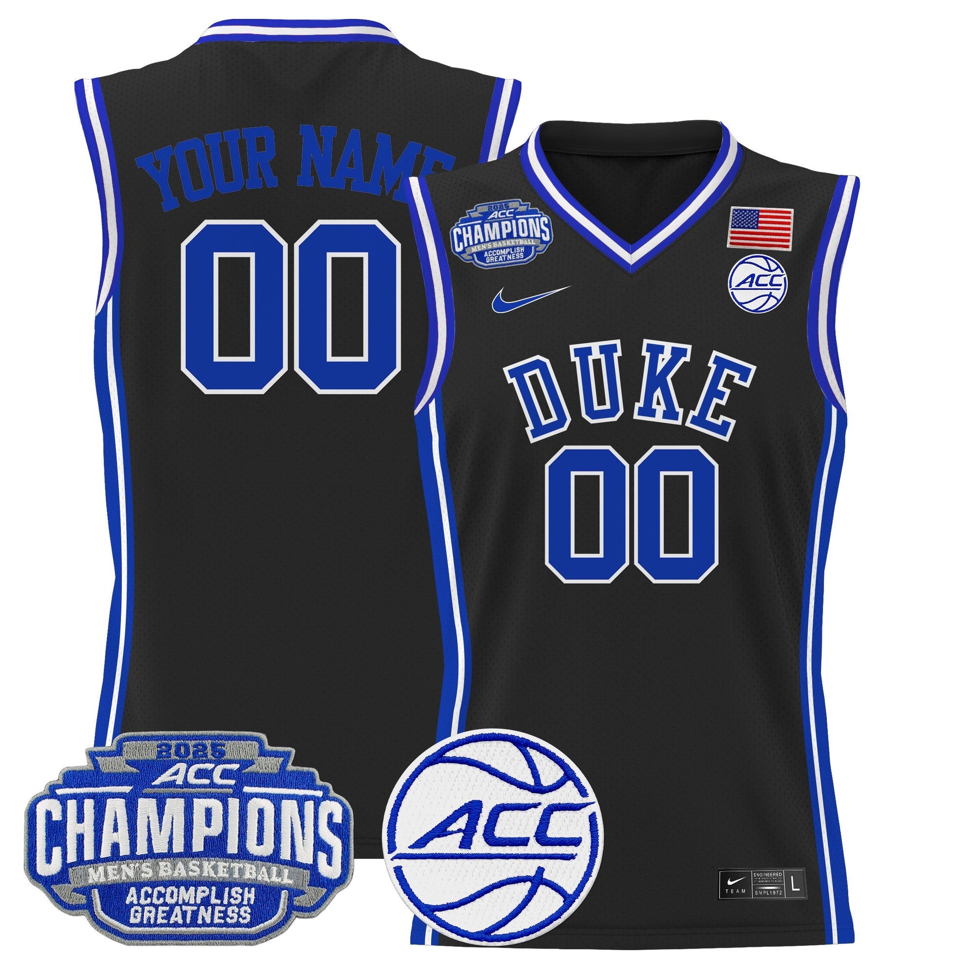 Duke Blue Devils 2025 ACC Conference Tournament Champions Basketball Custom Jersey - All Stitched