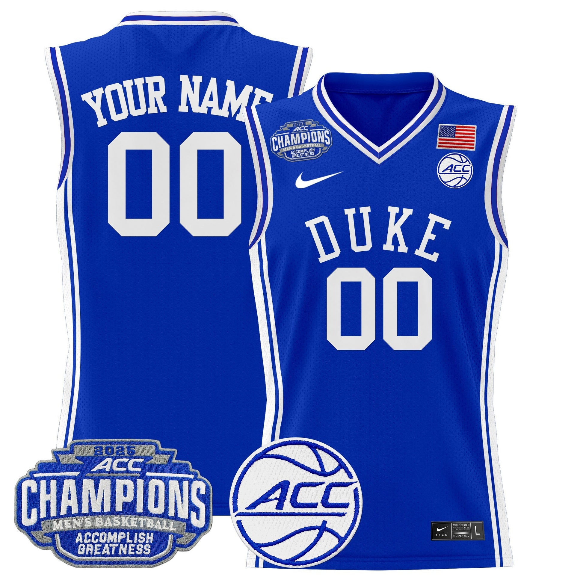 Duke Blue Devils 2025 ACC Conference Tournament Champions Basketball Custom Jersey - All Stitched