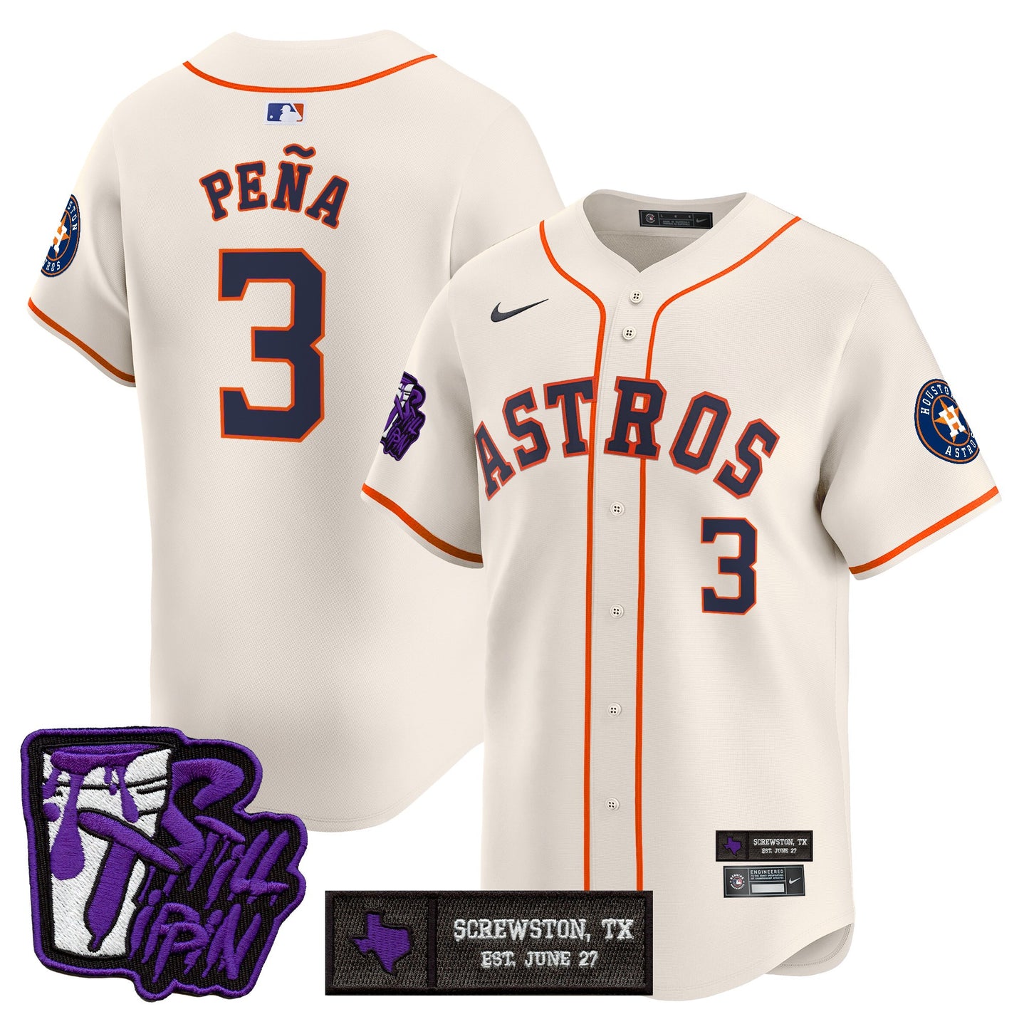 Men's Houston Astros DJ Screw Still Tippin Purple Patch Vapor Premier Limited Jersey - All Stitched