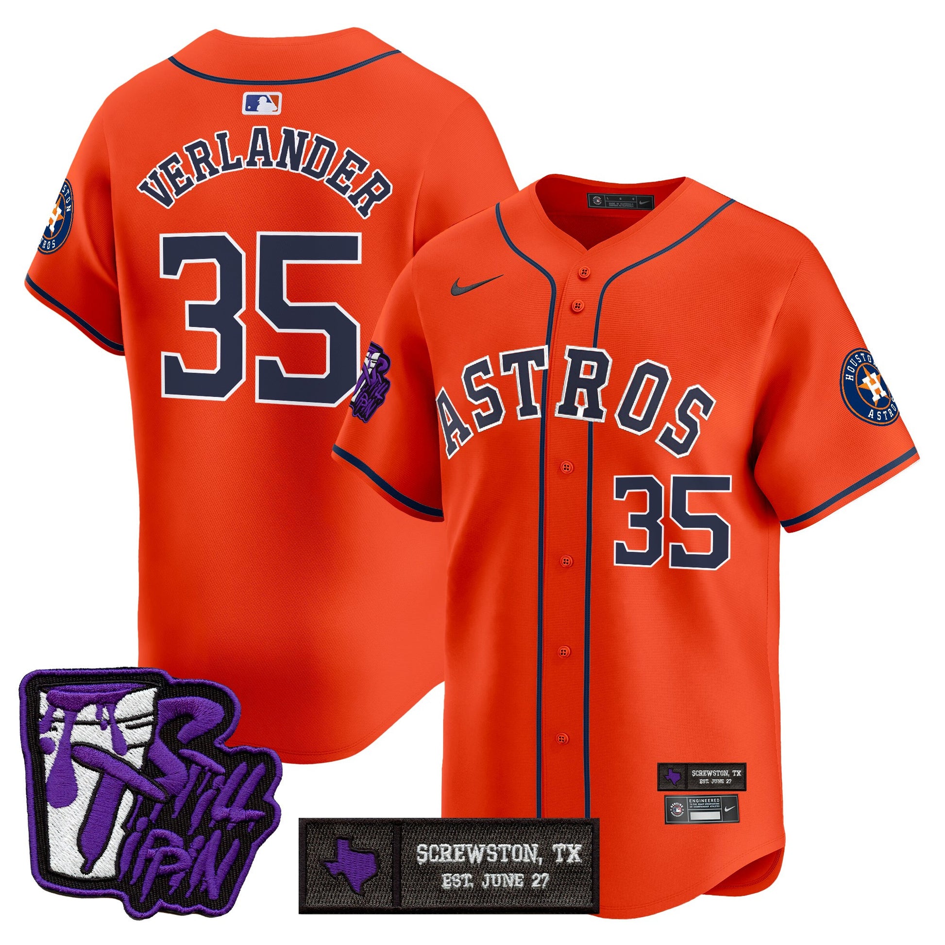 Men's Houston Astros DJ Screw Still Tippin Purple Patch Vapor Premier Limited Jersey - All Stitched